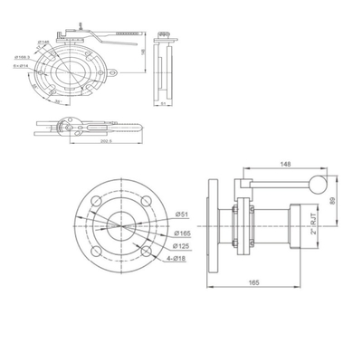 Valvola di campionamento asettica sanitaria flange Widdop Valvola farfalla per camion serbatoio dell'acqua